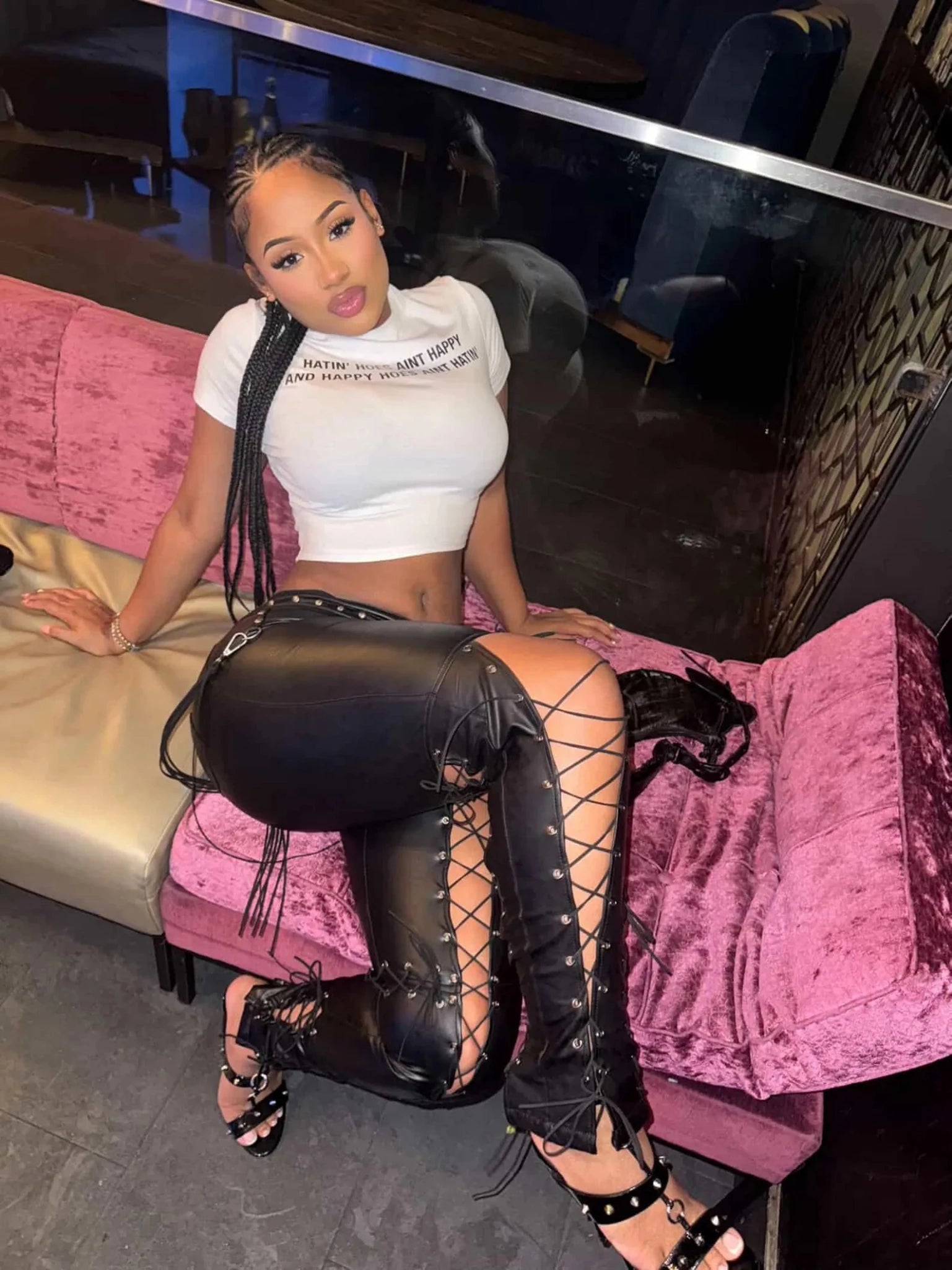 Hatin’ Hoes Ain’t Happy Women’s Baby Tee – Slim Fit Graphic Crop Top - Acid House™ (formerly Zyra Drip)
