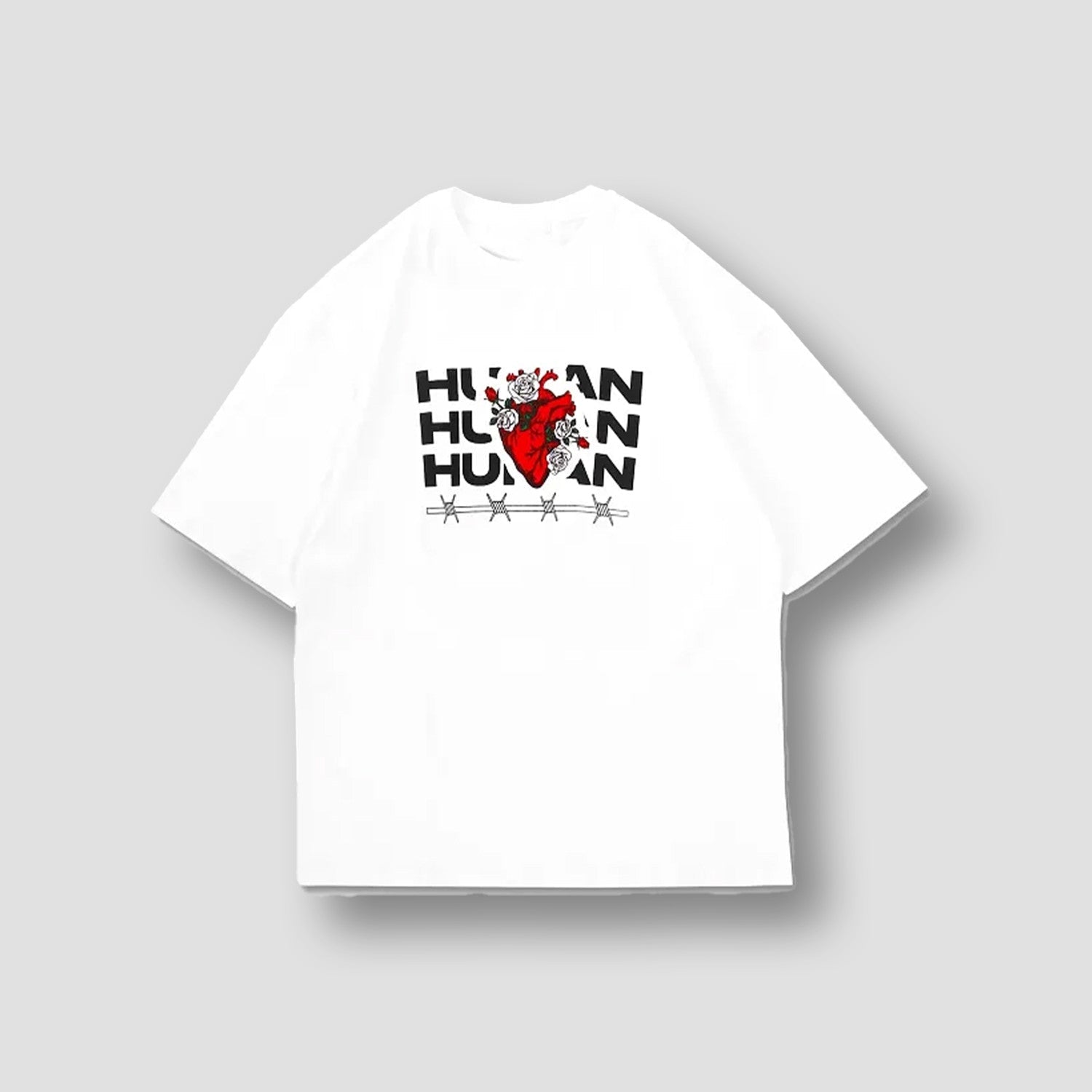Human Heart White Regular Fit T-shirt for Men & Women | 210 GSM Streetwear Tee - Acid House™