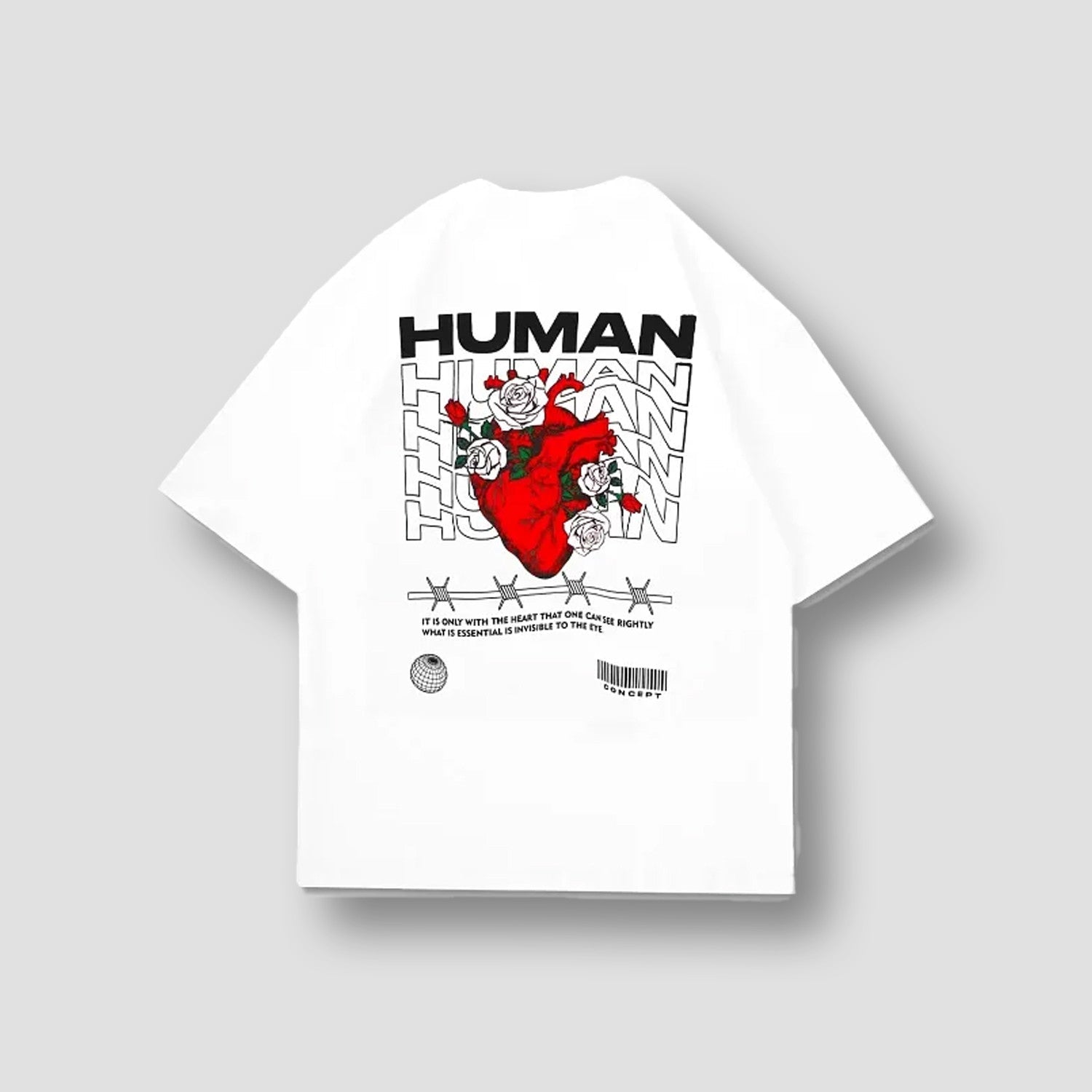 Human Heart White Regular Fit T-shirt for Men & Women | 210 GSM Streetwear Tee - Acid House™