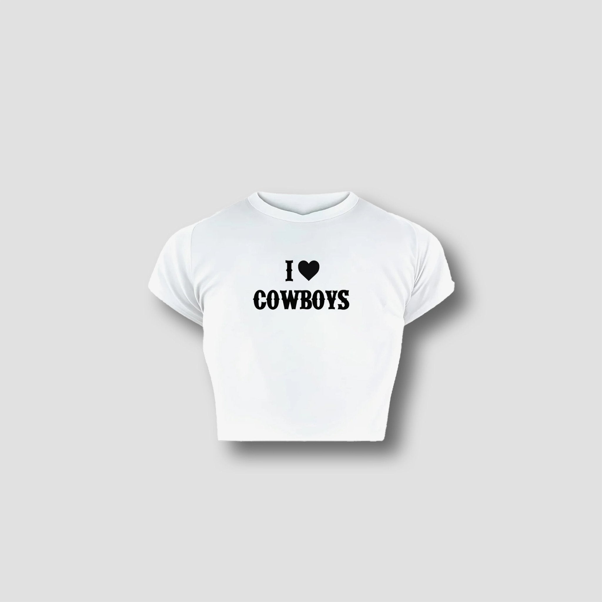 I Love Cowboys Women’s White Baby Tee – Western Style Crop Top - Acid House™ (formerly Zyra Drip)