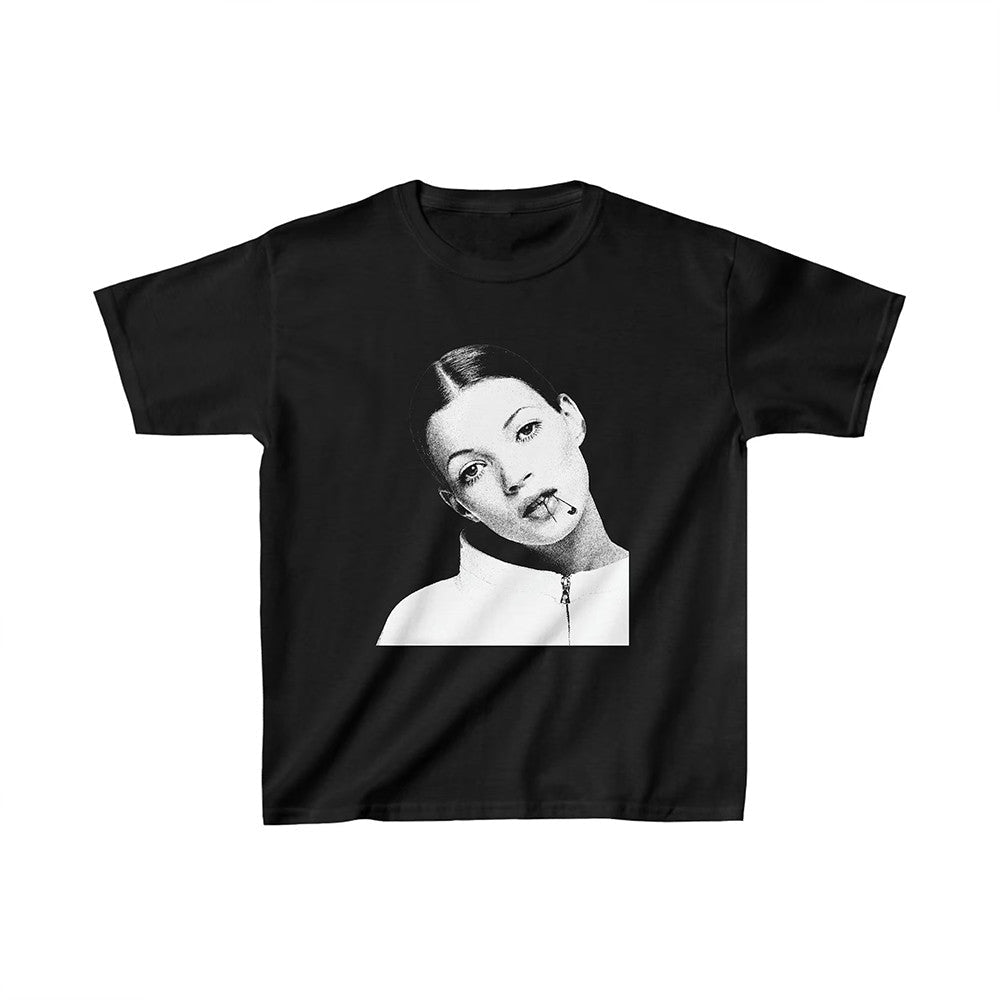 Kate Moss Graphic Crop Top – 90s Aesthetic Baby Tee for Women - Acid House™ (formerly Zyra Drip)