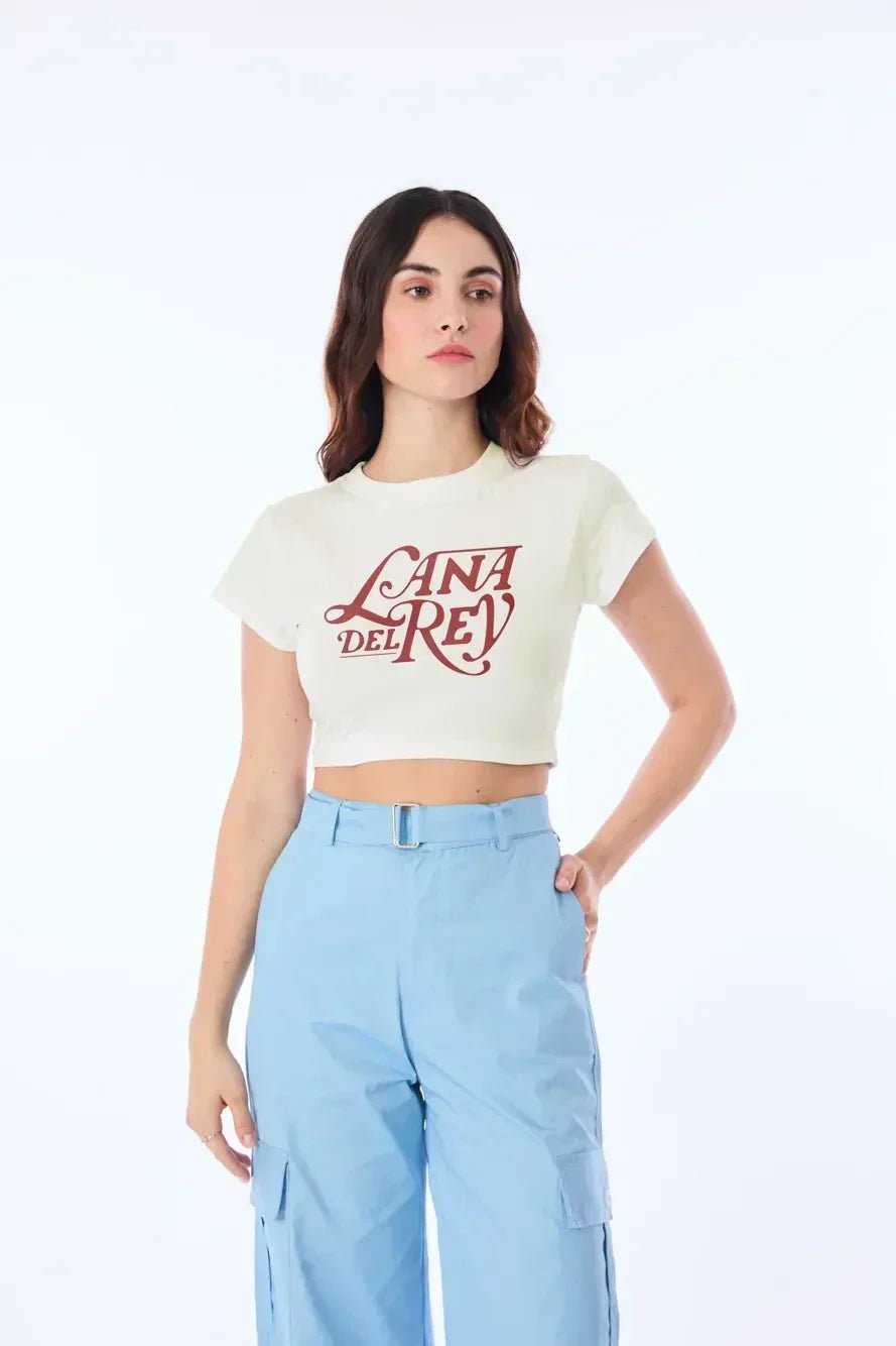 Lana Del Rey Inspired Off White Baby Tee | Crop Top - Acid House™ (formerly Zyra Drip)