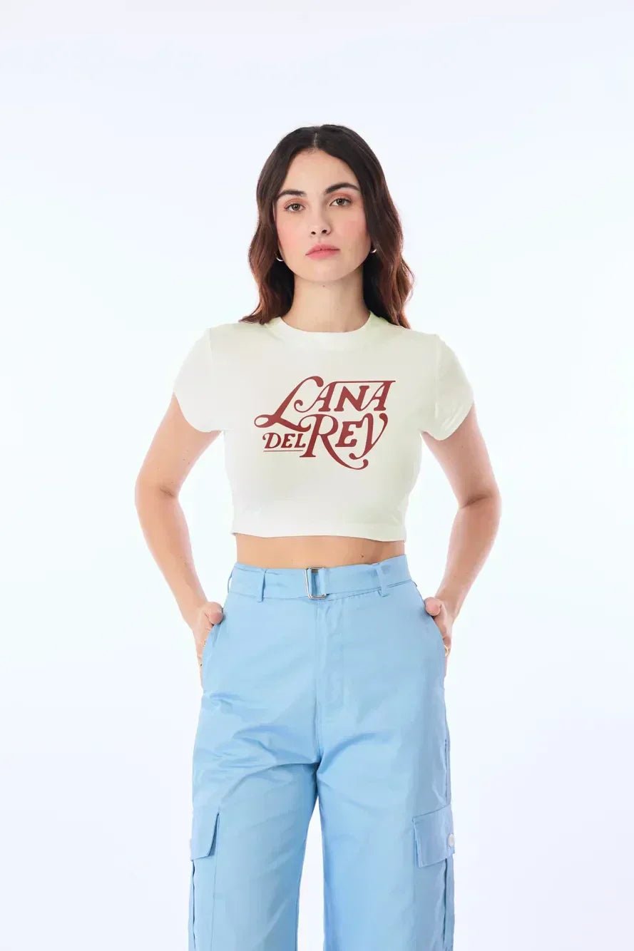 Lana Del Rey Inspired Off White Baby Tee | Crop Top - Acid House™ (formerly Zyra Drip)
