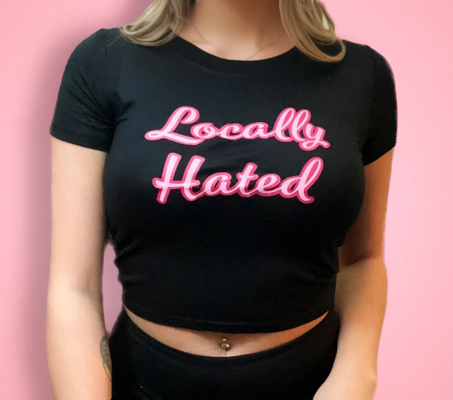 Locally Hated Women’s Baby Tee – Slim Fit Y2K Graphic Crop Top - Acid House™ (formerly Zyra Drip)
