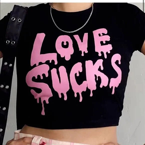 Love Sucks Black Baby Tee | Crop Top - Acid House™ (formerly Zyra Drip)