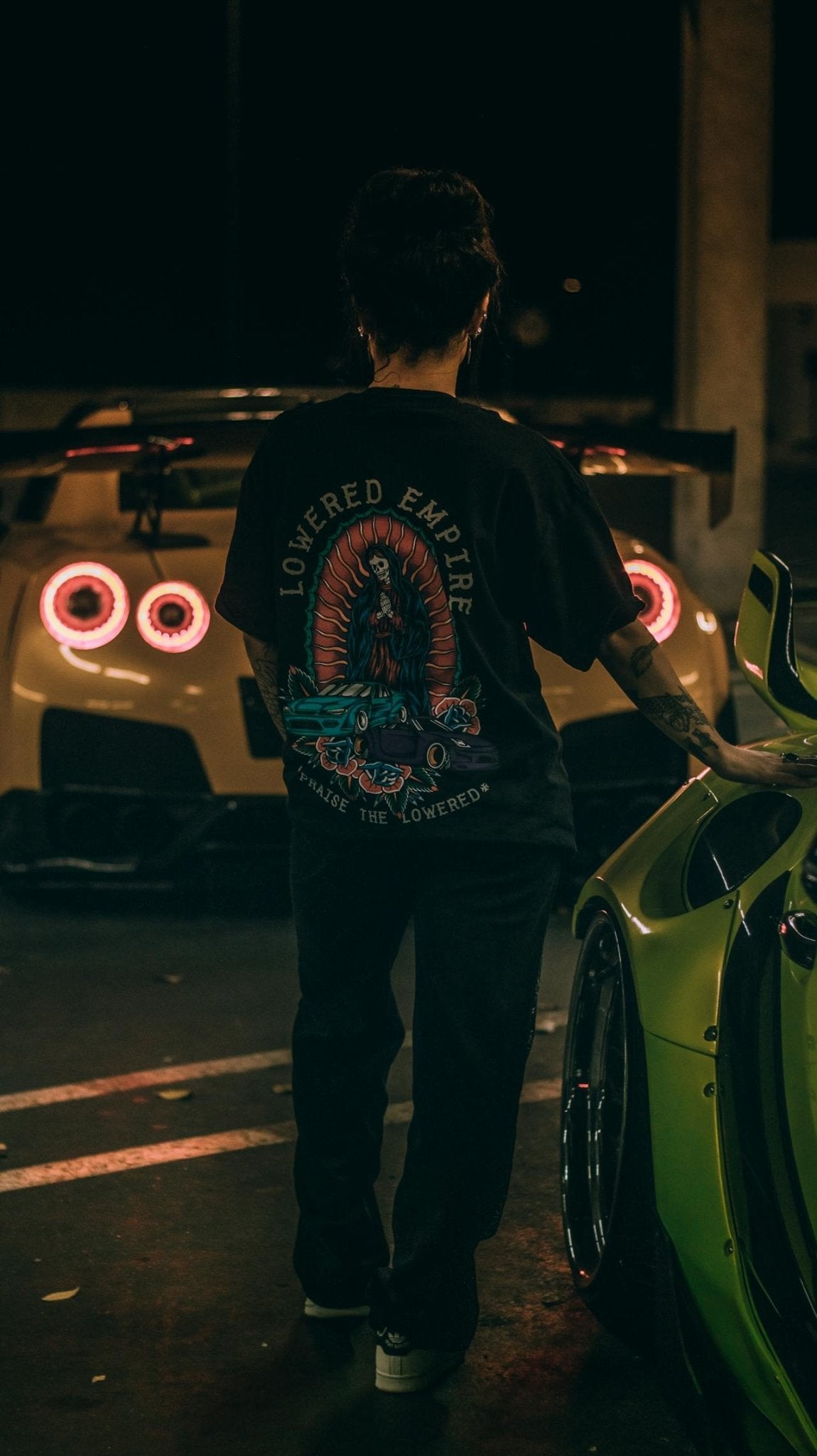Lowered Empire Oversized Streetwear T-Shirt – Skull & Car Graphic Tee for Men - Acid House™ (formerly Zyra Drip)