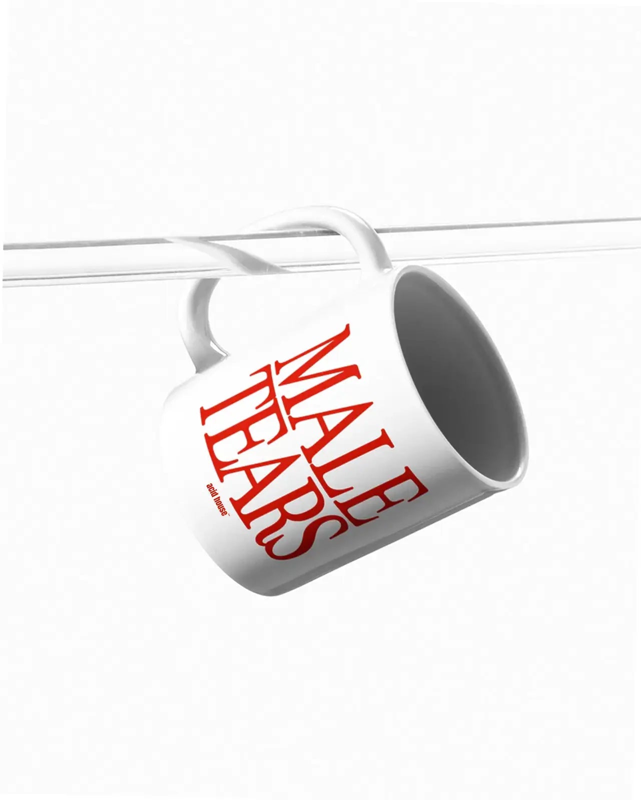 Male Tears Mug – Acid House Graphic Coffee Cup | Aesthetic Red Typography Ceramic Mug - Acid House™ (formerly Zyra Drip)