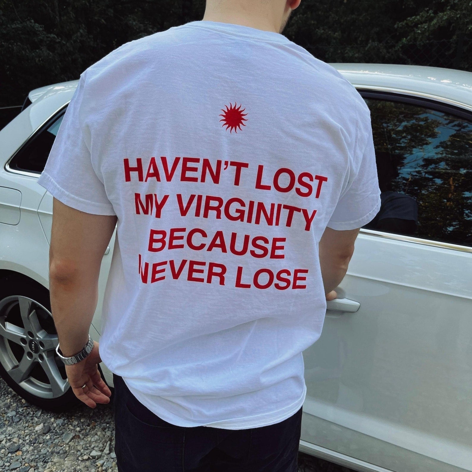 Men’s Funny Graphic Tee – "Haven’t Lost My Virginity Because I Never Lose" - Acid House™ (formerly Zyra Drip)