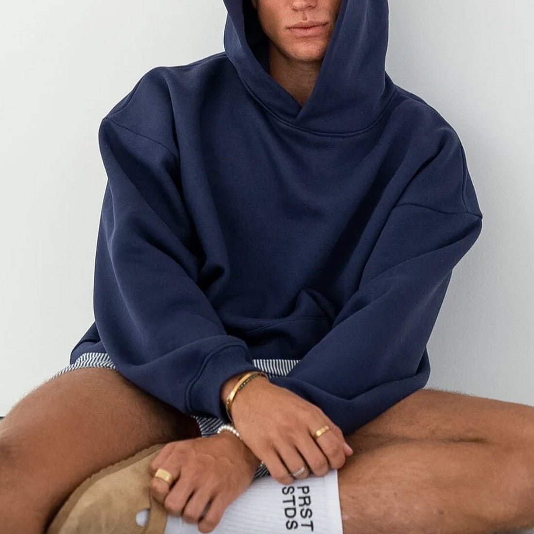 Men’s Oversized Navy Blue Hoodie | Drop Shoulder Heavyweight 400 GSM Cotton Sweatshirt - Acid House™ (formerly Zyra Drip)