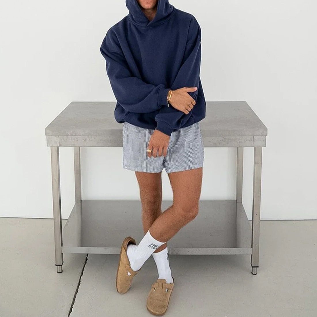 Men’s Oversized Navy Blue Hoodie | Drop Shoulder Heavyweight 400 GSM Cotton Sweatshirt - Acid House™ (formerly Zyra Drip)