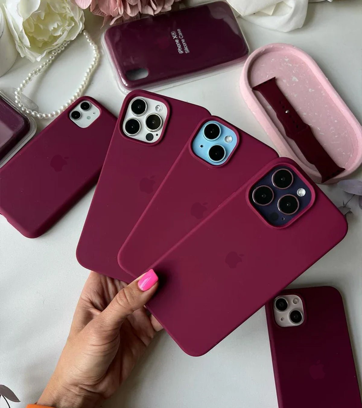 Minimal Back Logo - Wine Maroon iPhone Silicone Case | Zyra Drip™ - Acid House™ (formerly Zyra Drip)