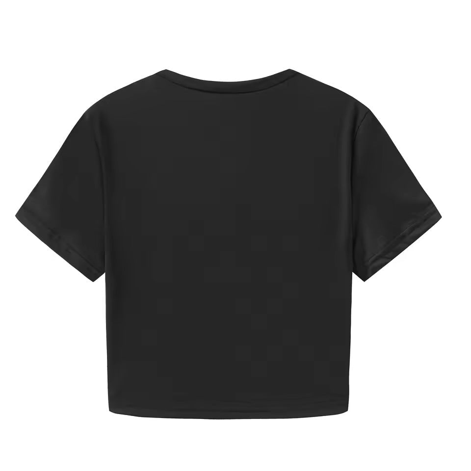 Muah! Black Baby Tee – Trendy Cropped T-Shirt with Lip Print Color Black - Acid House™ (formerly Zyra Drip)