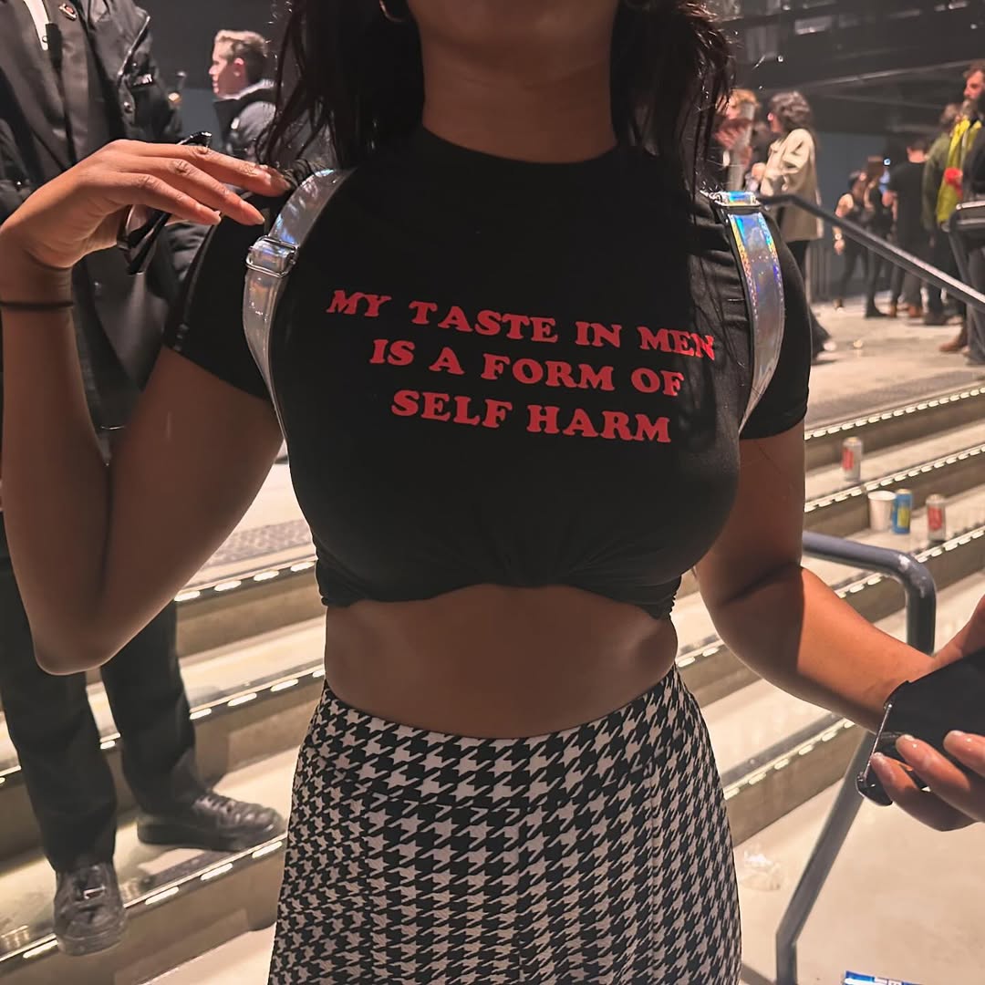 My Taste in Men is a form of self harm Baby Tee Crop Top - Acid House™ (formerly Zyra Drip)