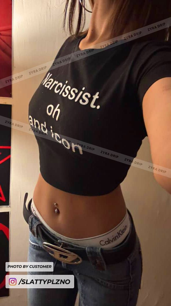 Narcissist Oh and Icon Baby Tee – Black Crop Top - Acid House™ (formerly Zyra Drip)