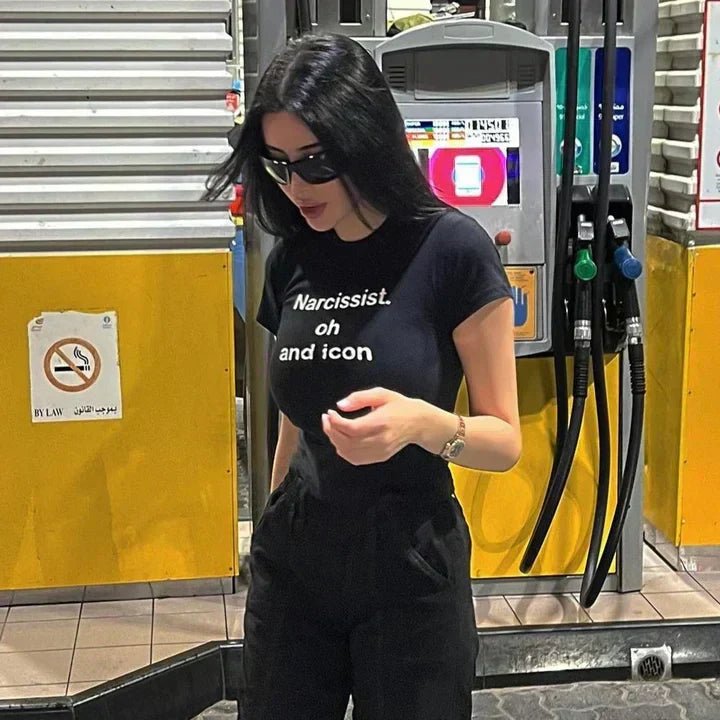 Narcissist Oh and Icon Baby Tee – Black Crop Top - Acid House™ (formerly Zyra Drip)