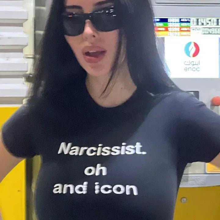 Narcissist Oh and Icon Baby Tee – Black Crop Top - Acid House™ (formerly Zyra Drip)