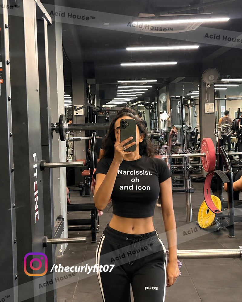 Narcissist Oh and Icon Baby Tee – Black Crop Top