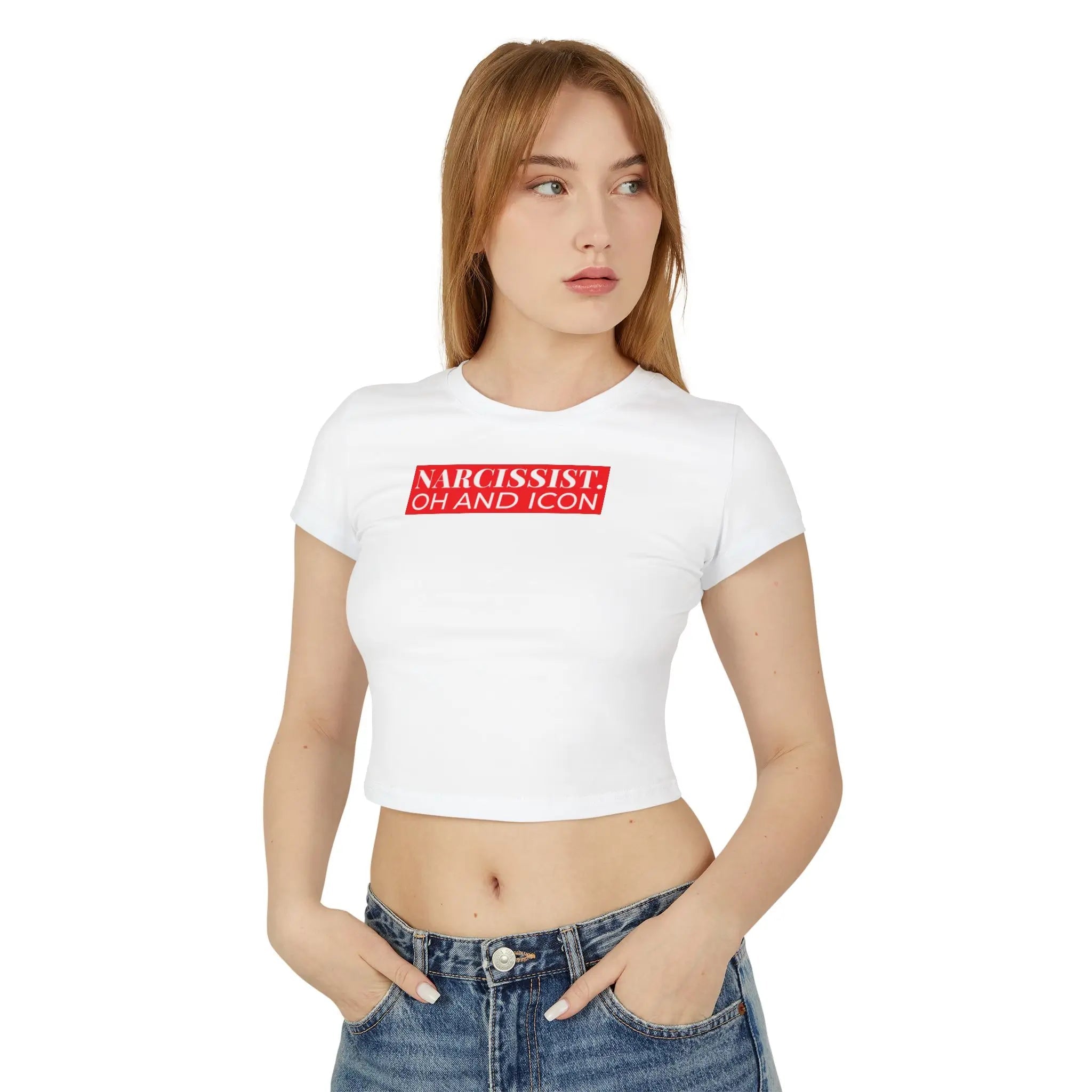 Narcissist Oh and Icon Baby Tee – White Crop Top | Baby Tee for women - Acid House™ (formerly Zyra Drip)
