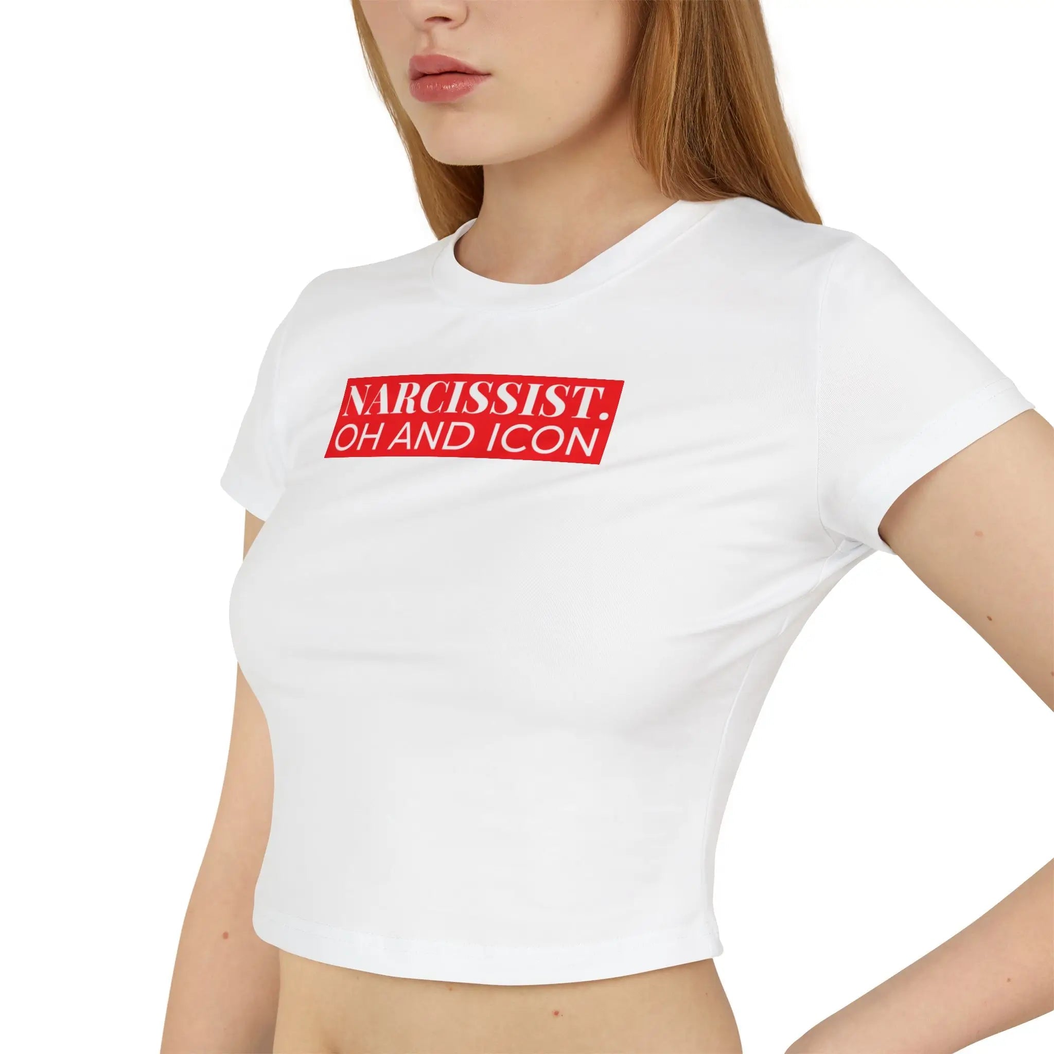 Narcissist Oh and Icon Baby Tee – White Crop Top | Baby Tee for women - Acid House™ (formerly Zyra Drip)