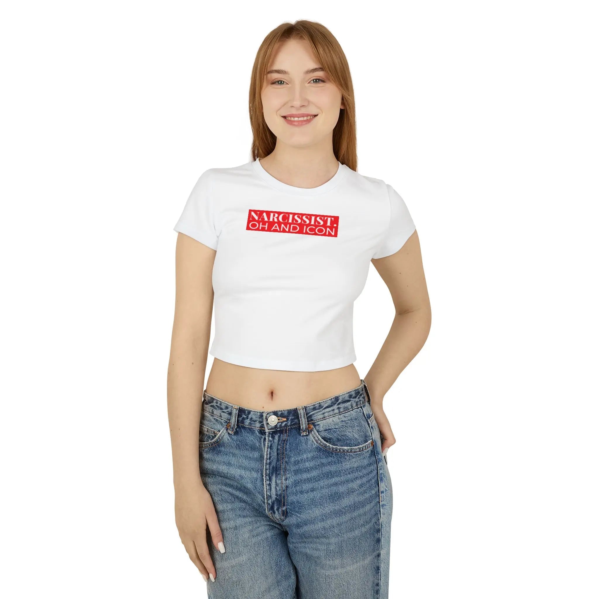 Narcissist Oh and Icon Baby Tee – White Crop Top | Baby Tee for women - Acid House™ (formerly Zyra Drip)