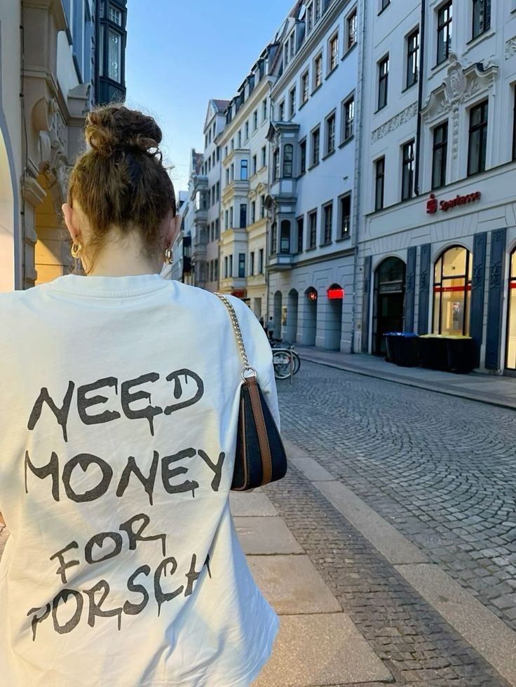 Need Money For Porsche Regular Fit T-shirt for Women | White Funny Graphic Tee - Acid House™