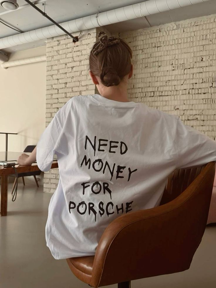 Need Money For Porsche Regular Fit T-shirt for Women | White Funny Graphic Tee - Acid House™