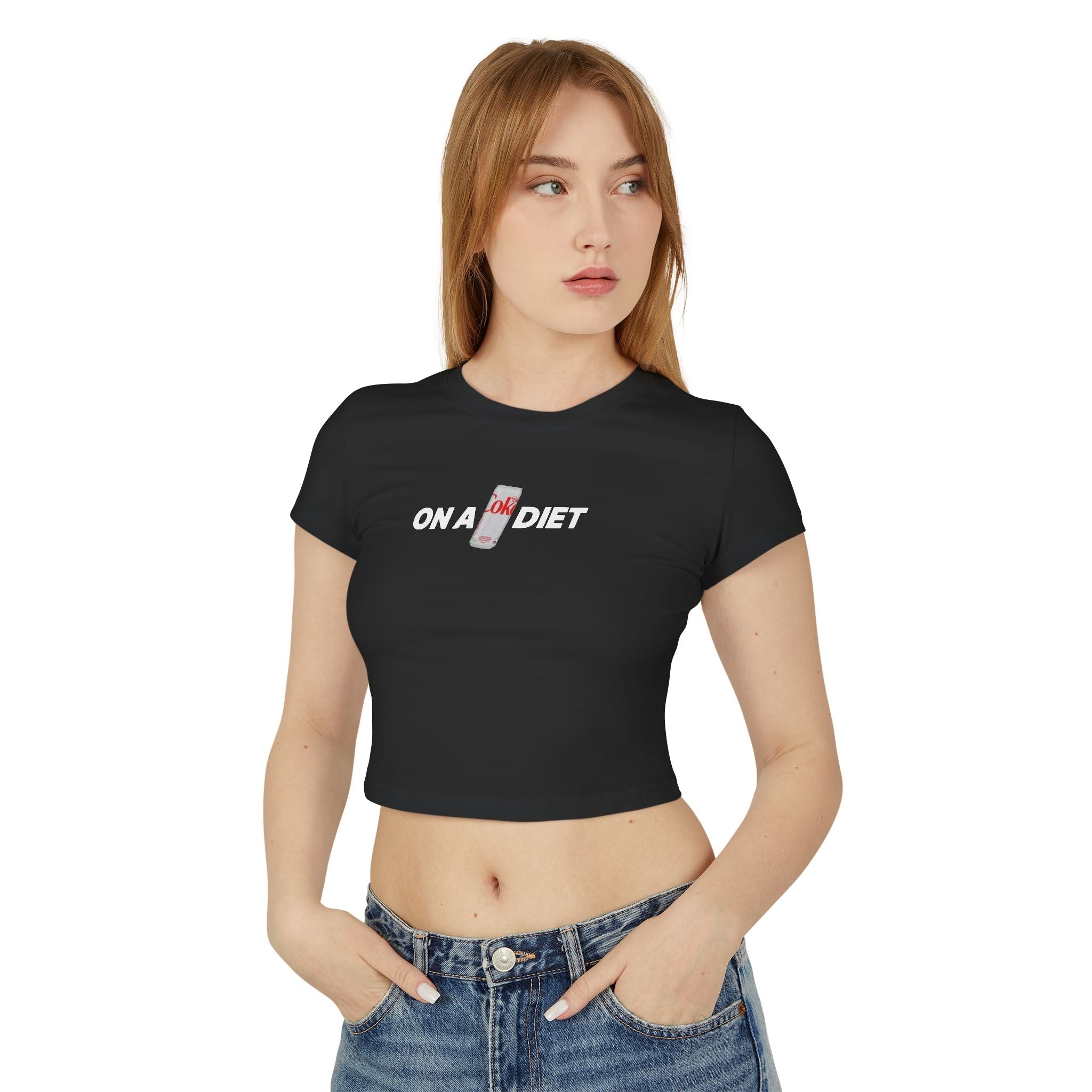 On A Diet Black Baby Tee for Women | Trendy Graphic Crop Top - Acid House™ (formerly Zyra Drip)