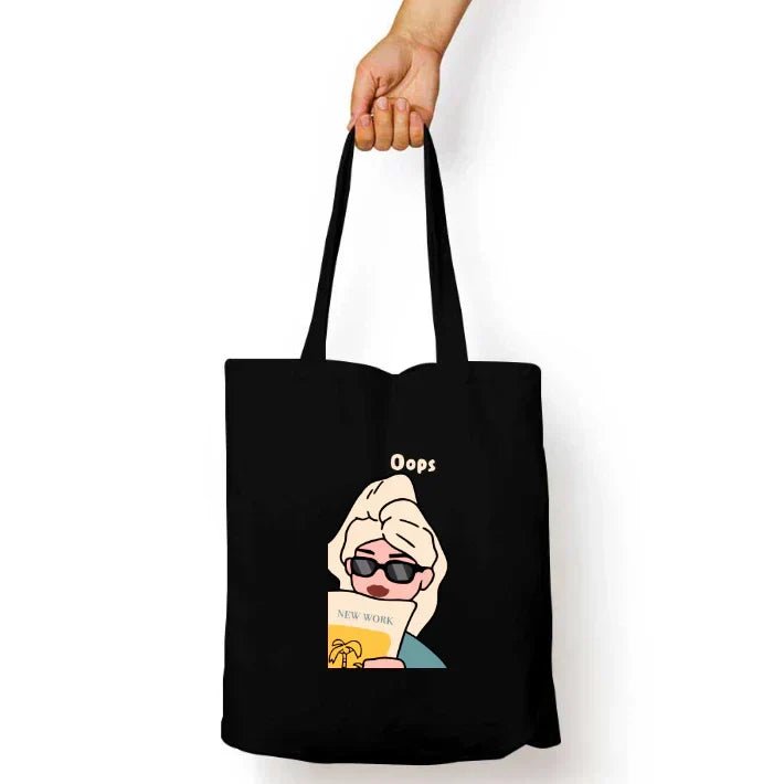 Oops Aesthetic Canvas Tote Bag with Zip | Reusable Eco Cotton Shopper USA - Acid House™ (formerly Zyra Drip)