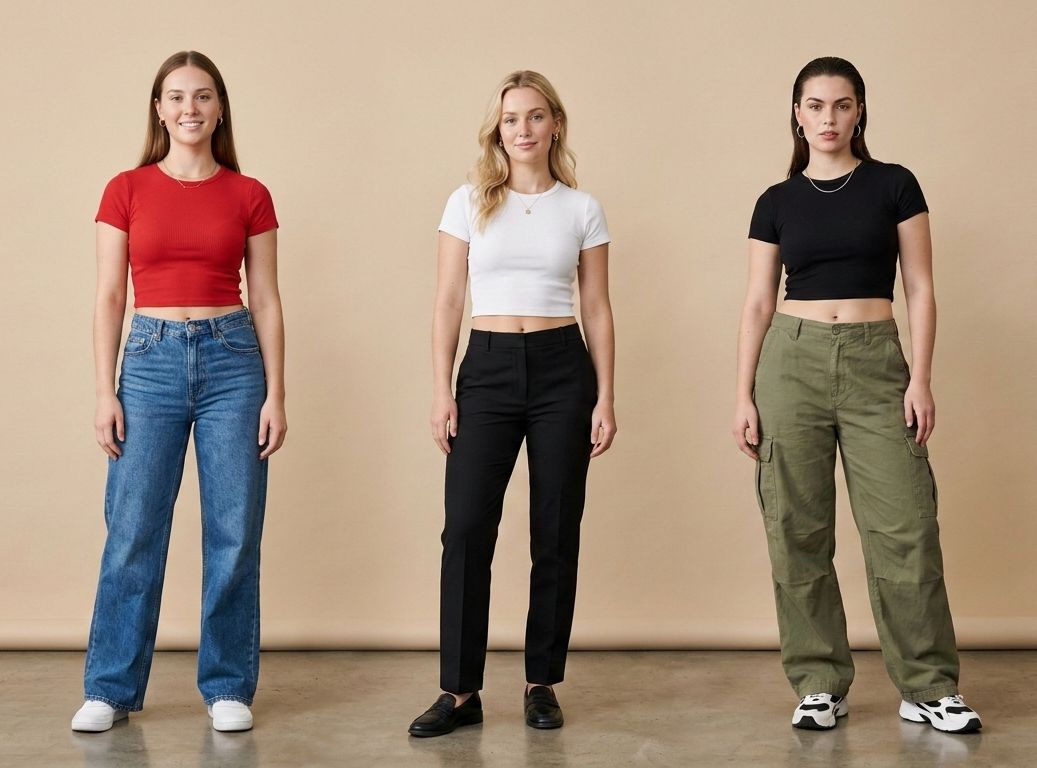 Pack of 3 Baby Tees for Women – Red, White & Black | Stretchable Lycra Cotton Fitted Crop Tops - Acid House™ (formerly Zyra Drip)