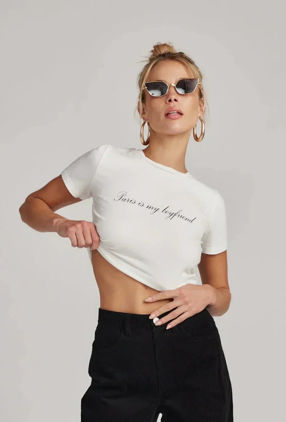 Paris Is My Boyfriend White Crop Tee – For That City Girl Energy - Acid House™ (formerly Zyra Drip)