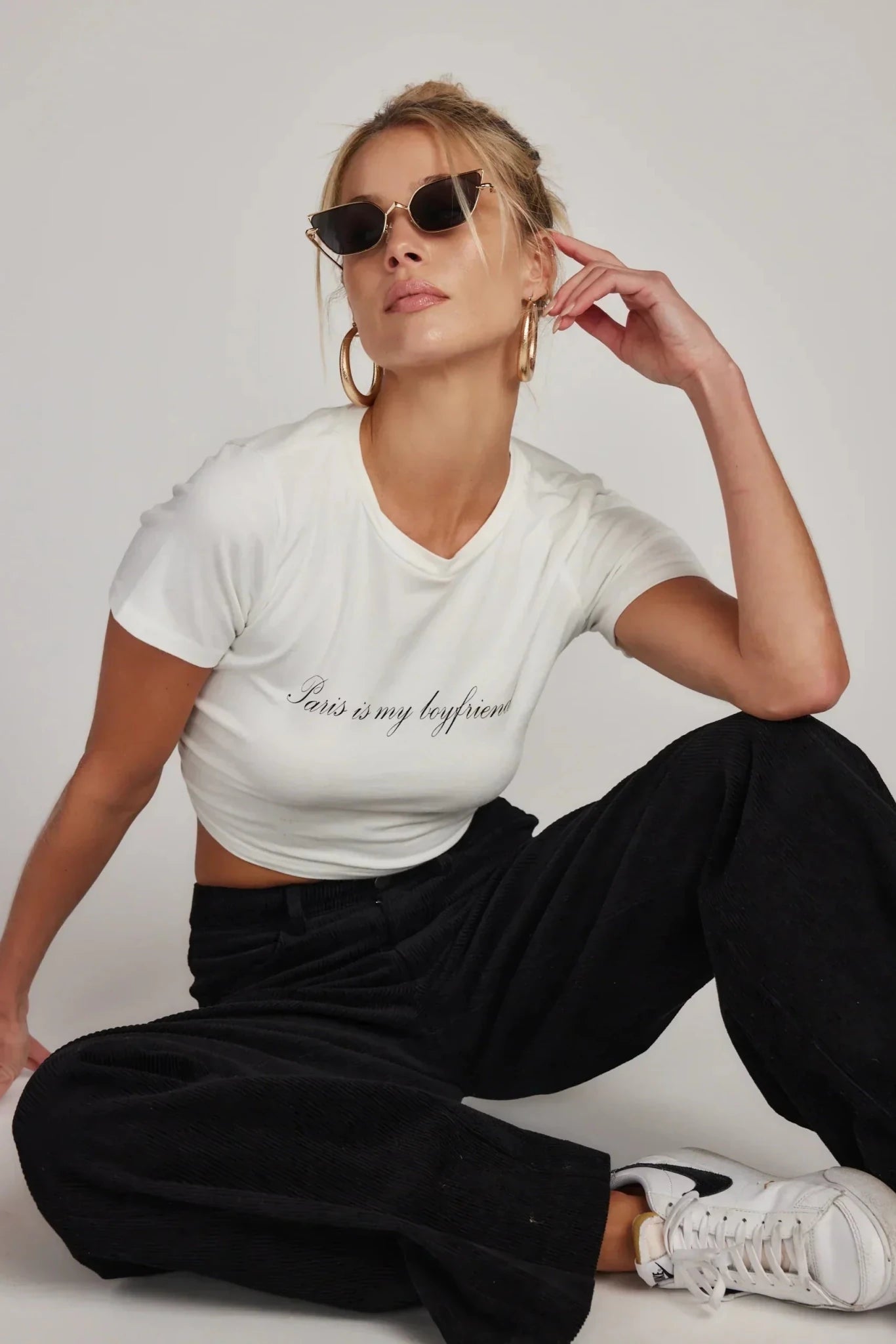 Paris Is My Boyfriend White Crop Tee – For That City Girl Energy - Acid House™ (formerly Zyra Drip)