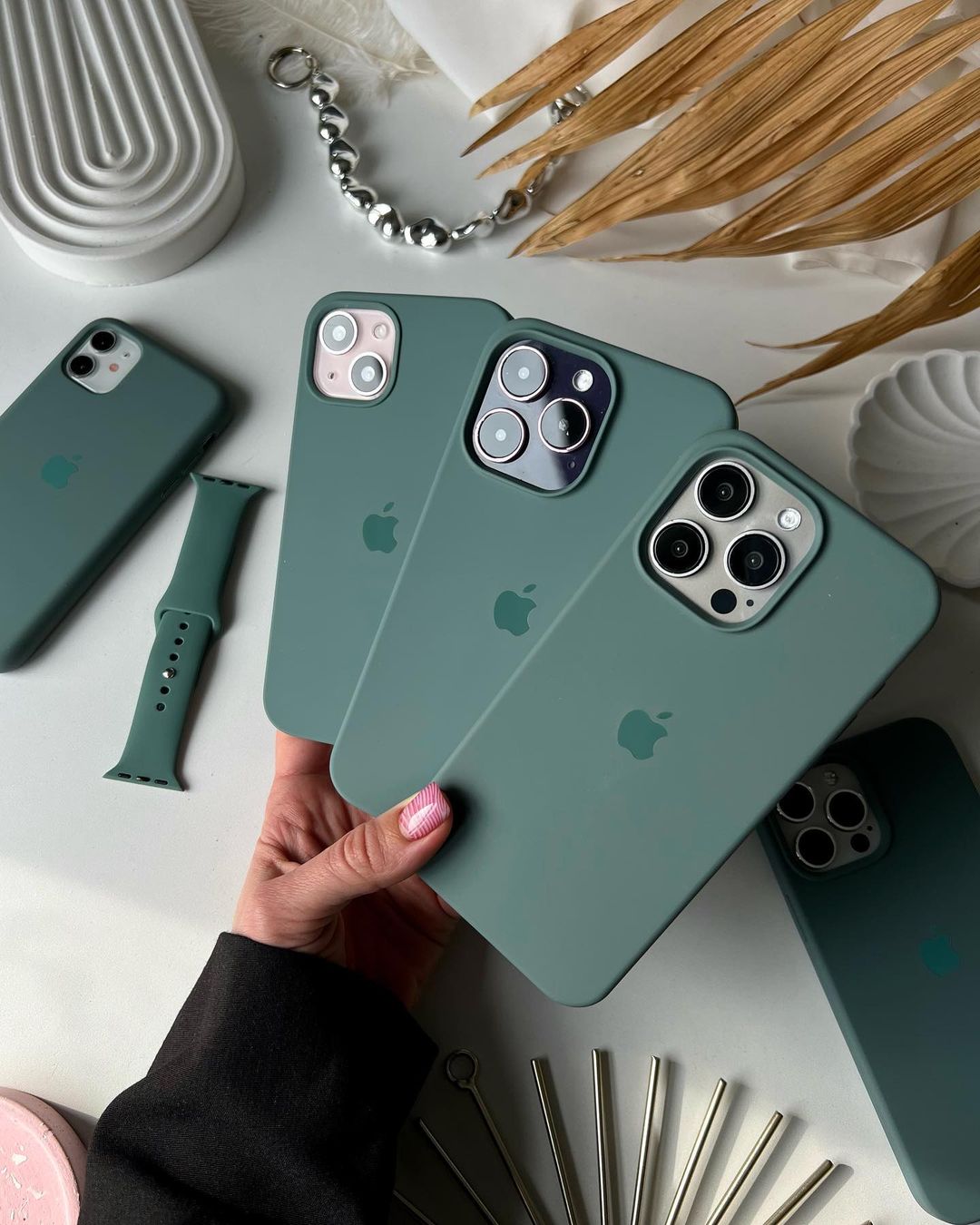 Pine Needle Green iPhone Silicone Case | Soft Matte, Slim & Shockproof Cover - Acid House™ (formerly Zyra Drip)