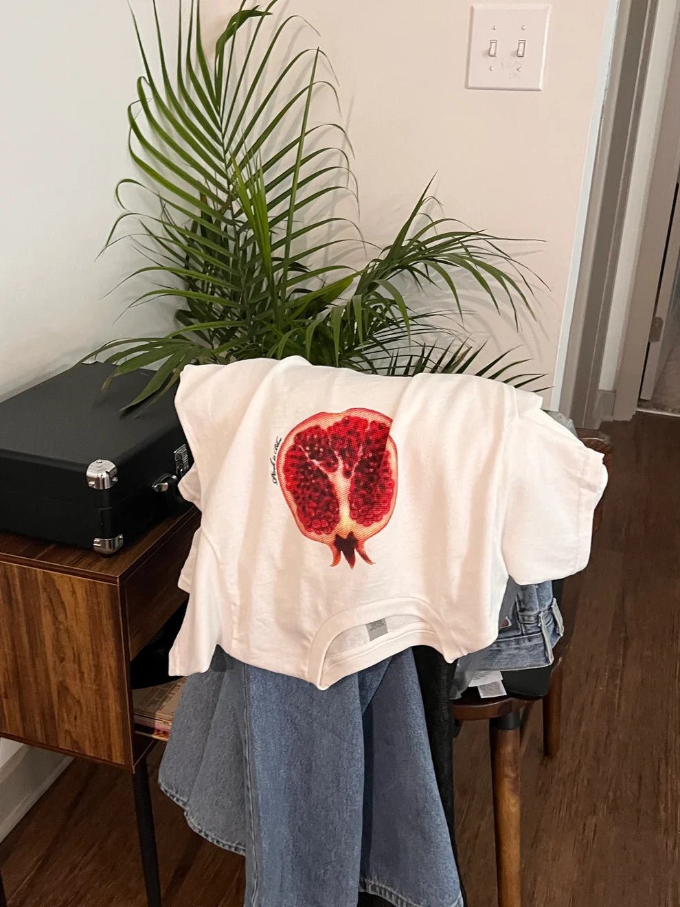 Pomegranate Print Baby Tee for Women | Crop Top Baby Tee - Acid House™ (formerly Zyra Drip)
