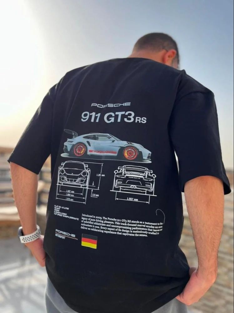 Porsche 911 GT3 RS Oversized T-Shirt – Unisex Car Graphic Tee - Acid House™ (formerly Zyra Drip)