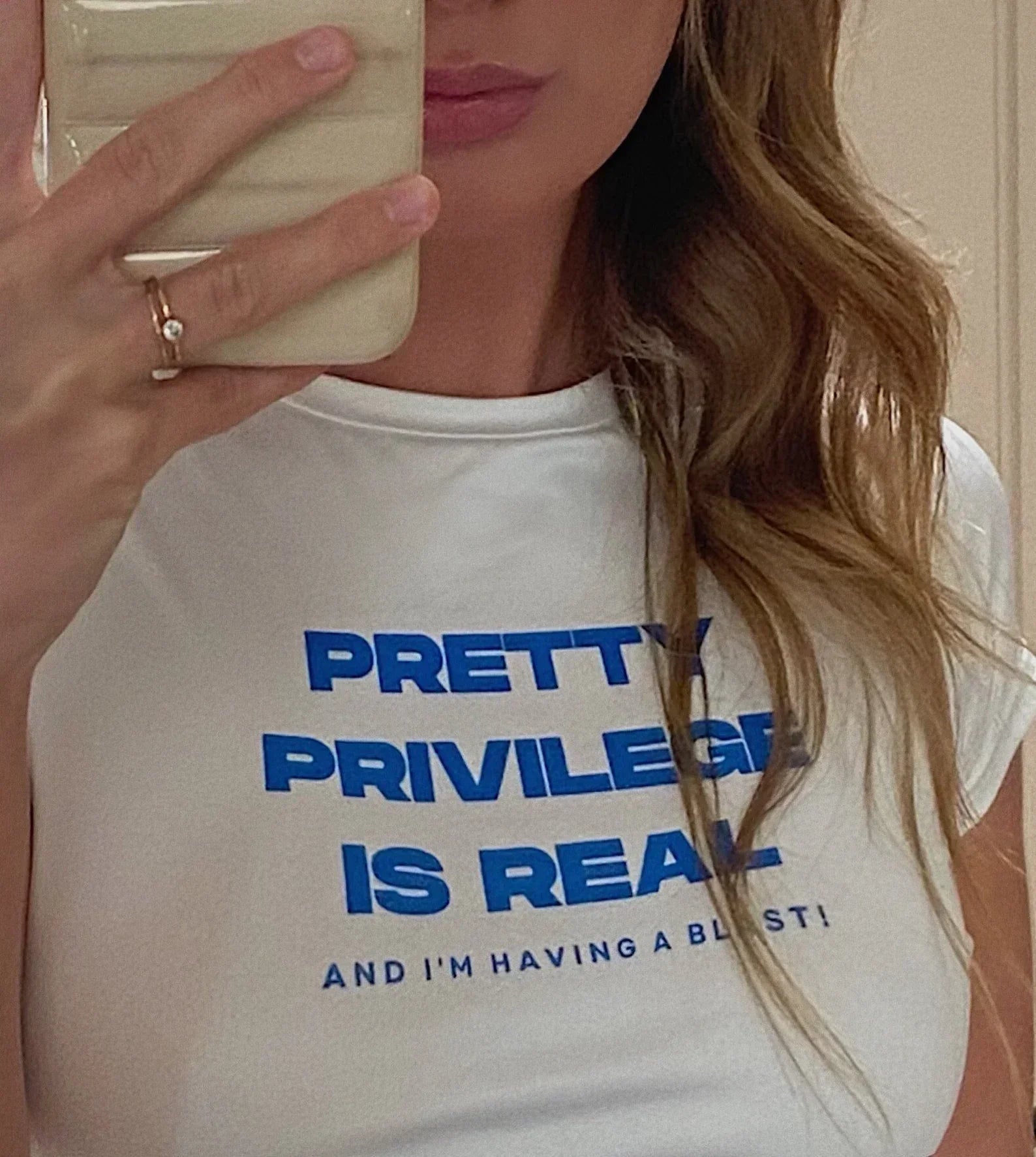 Pretty Privilege Baby Tee – Trendy Fitted Crop Top for Women - Acid House™ (formerly Zyra Drip)