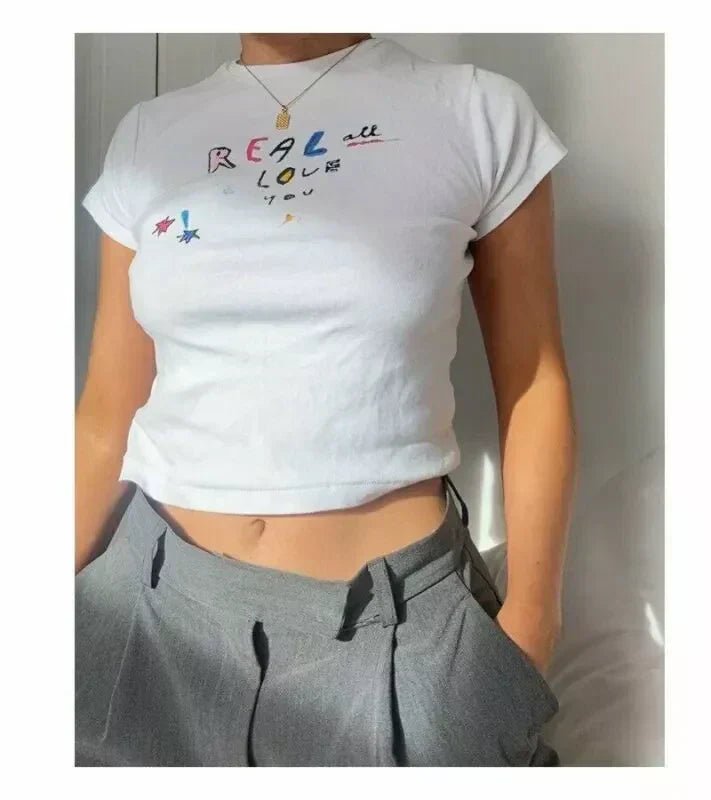 Real All Love You Crop Top – White Baby Tee - Acid House™ (formerly Zyra Drip)
