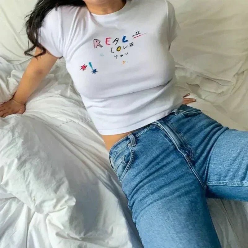 Real All Love You Crop Top – White Baby Tee - Acid House™ (formerly Zyra Drip)