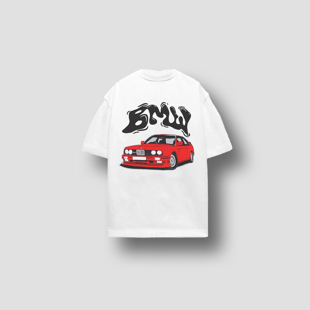 Red Car BMW Graphic Oversized Unisex T-Shirt | Vintage BMW T-Shirt - Acid House™ (formerly Zyra Drip)
