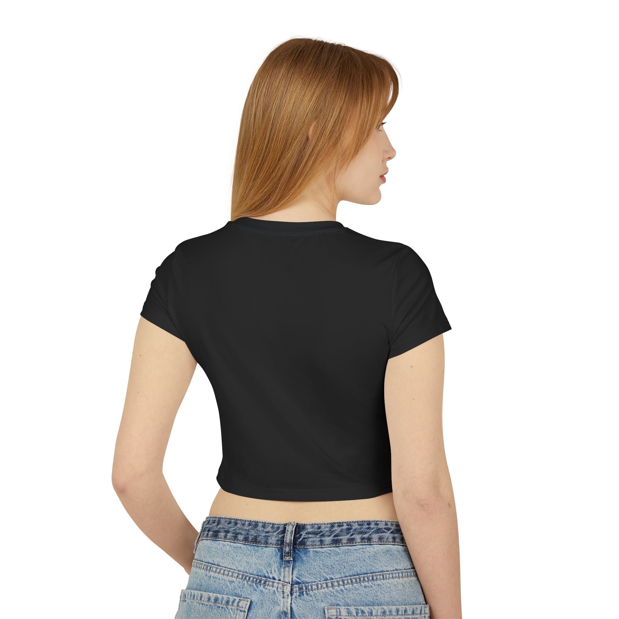 Retro Model Graphic Baby Tee for Women – Cropped Streetwear Top in Black - Acid House™ (formerly Zyra Drip)