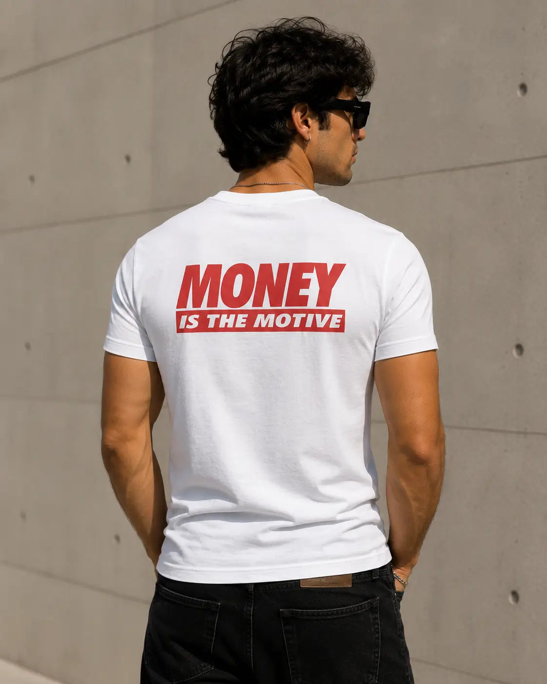 Money Is The Motive Graphic T-Shirt for Men | Premium White Regular Fit Tee