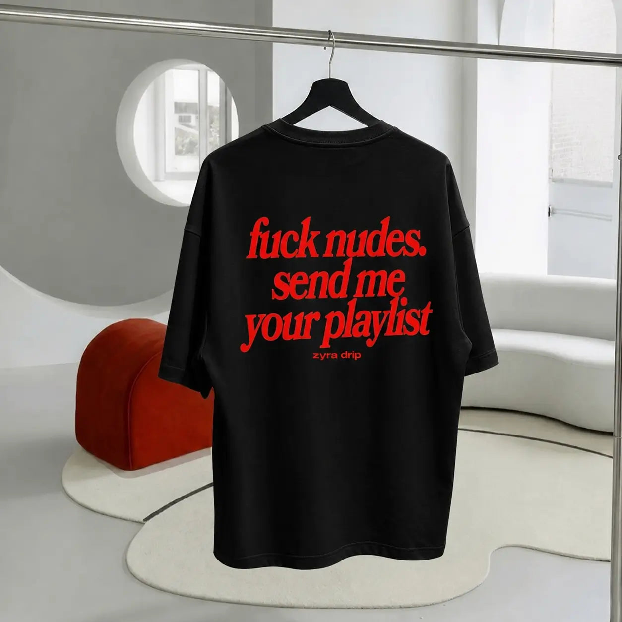 Regular Fit T-shirt Unisex T-Shirt – “Fuck Nudes, Send Me Your Playlist” Graphic Tee | Acid House