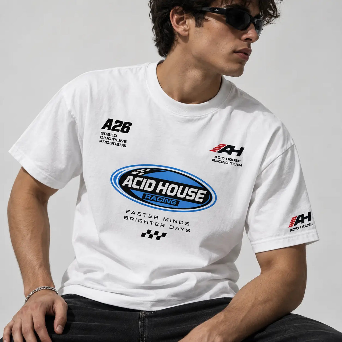Acid House Racing Graphic T-Shirt – White