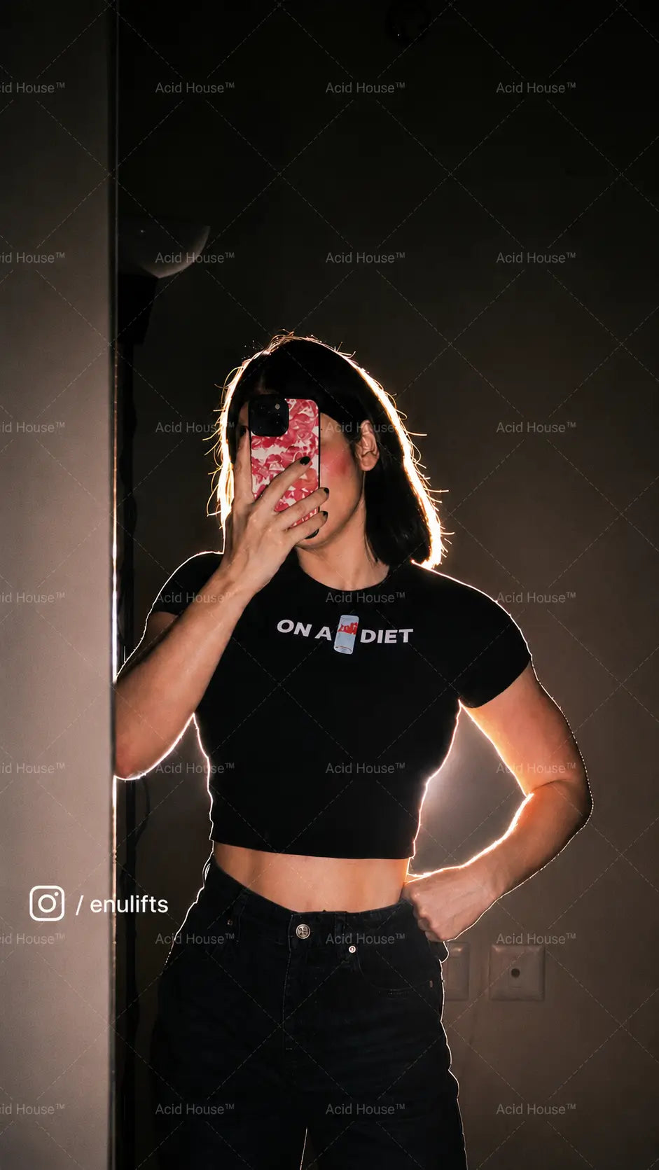 On A Diet Black Baby Tee for Women | Trendy Graphic Crop Top