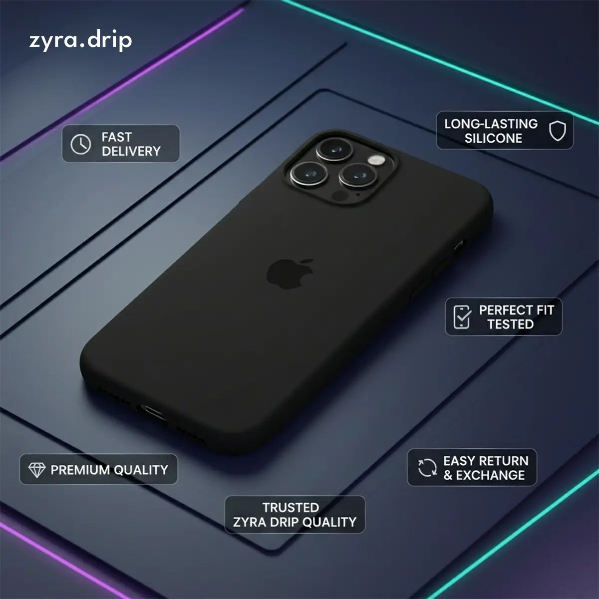 Blue-Gray iPhone Silicone Case MagSafe Charger Supported