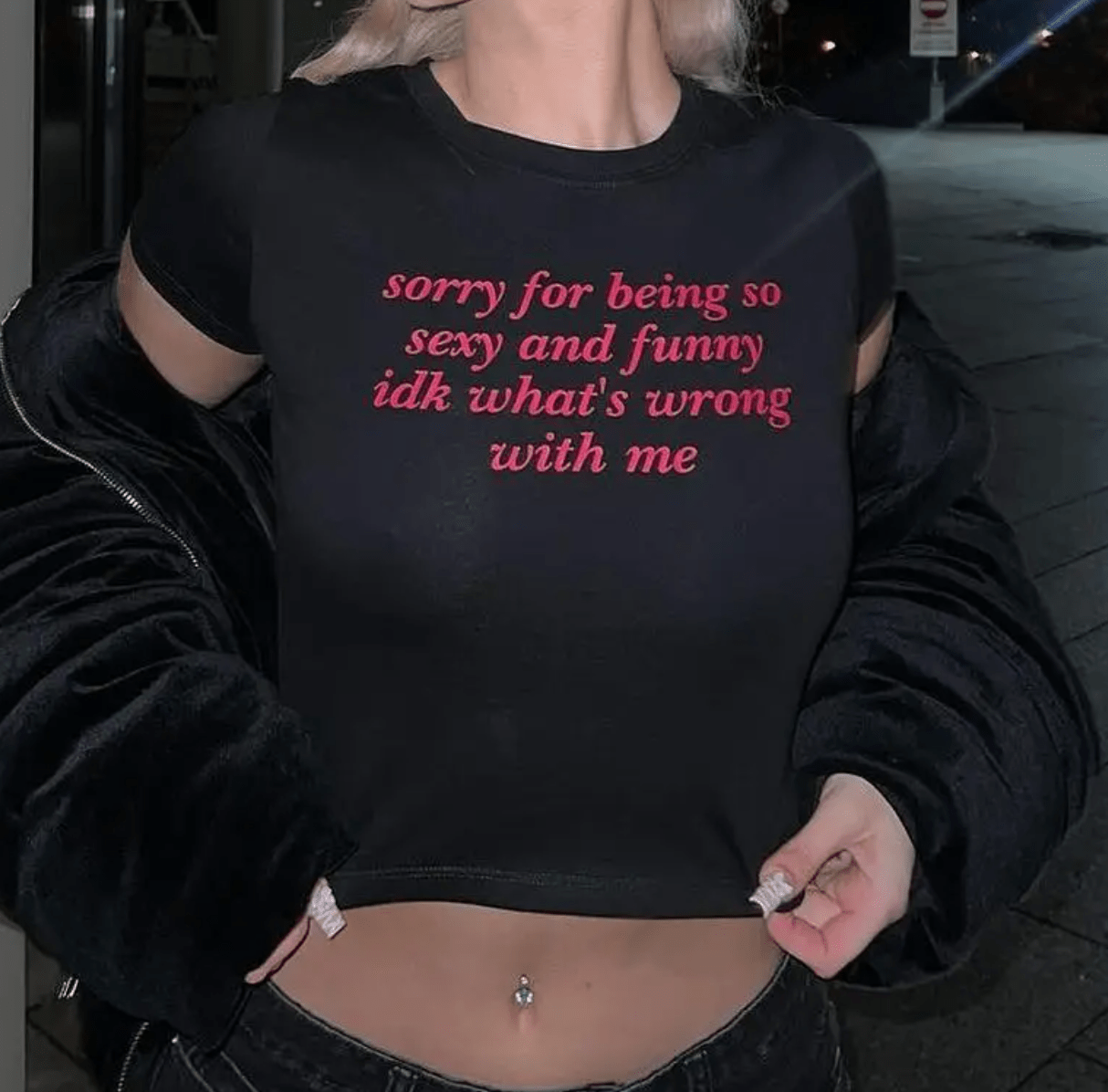 Sorry for Being Sexy & Funny Baby Tee Crop Top - Acid House™ (formerly Zyra Drip)