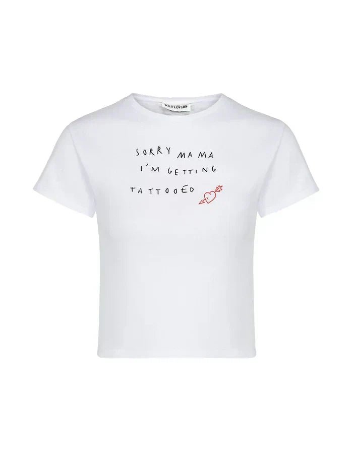 Sorry Mama Baby Tee – White Aesthetic Crop Top - Acid House™ (formerly Zyra Drip)
