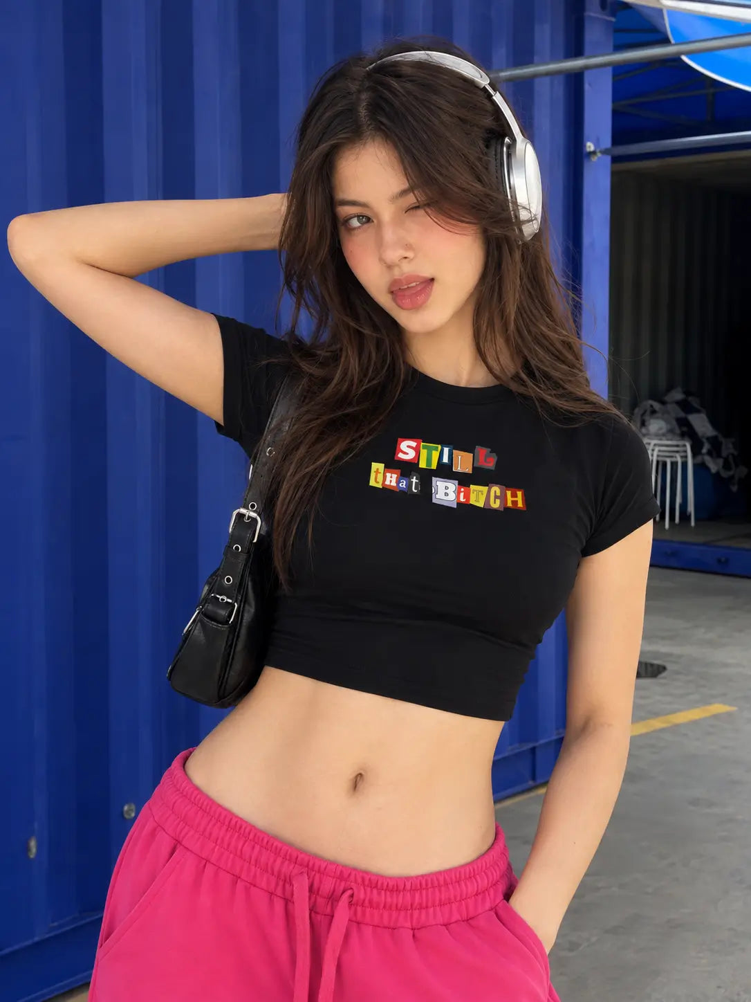 Still That Bitch Baby Tee in Black – Crop Top for Baddies, BFFs & Main Characters