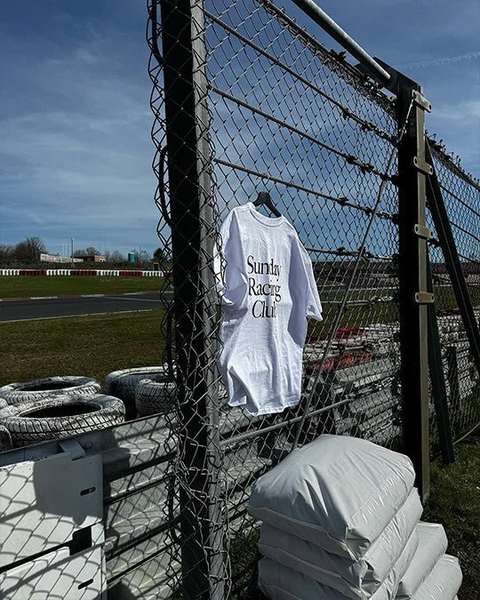 Sunday Racing Club Graphic T-Shirt – White Streetwear Tee for Men & Women - Acid House™ (formerly Zyra Drip)