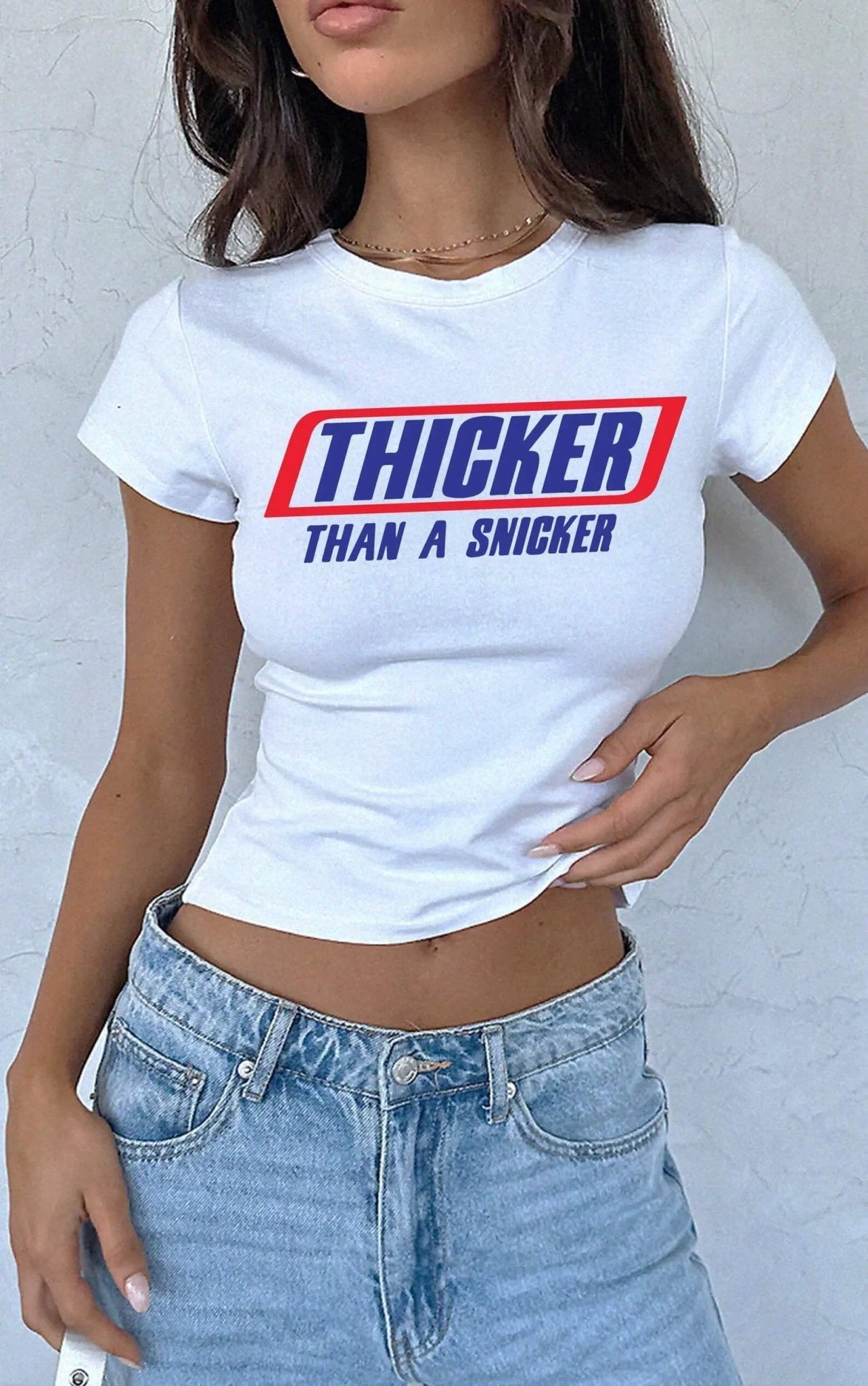 Thicker Than A Snicker Baby Tee | Crop Top (Black & White) - Acid House™ (formerly Zyra Drip)