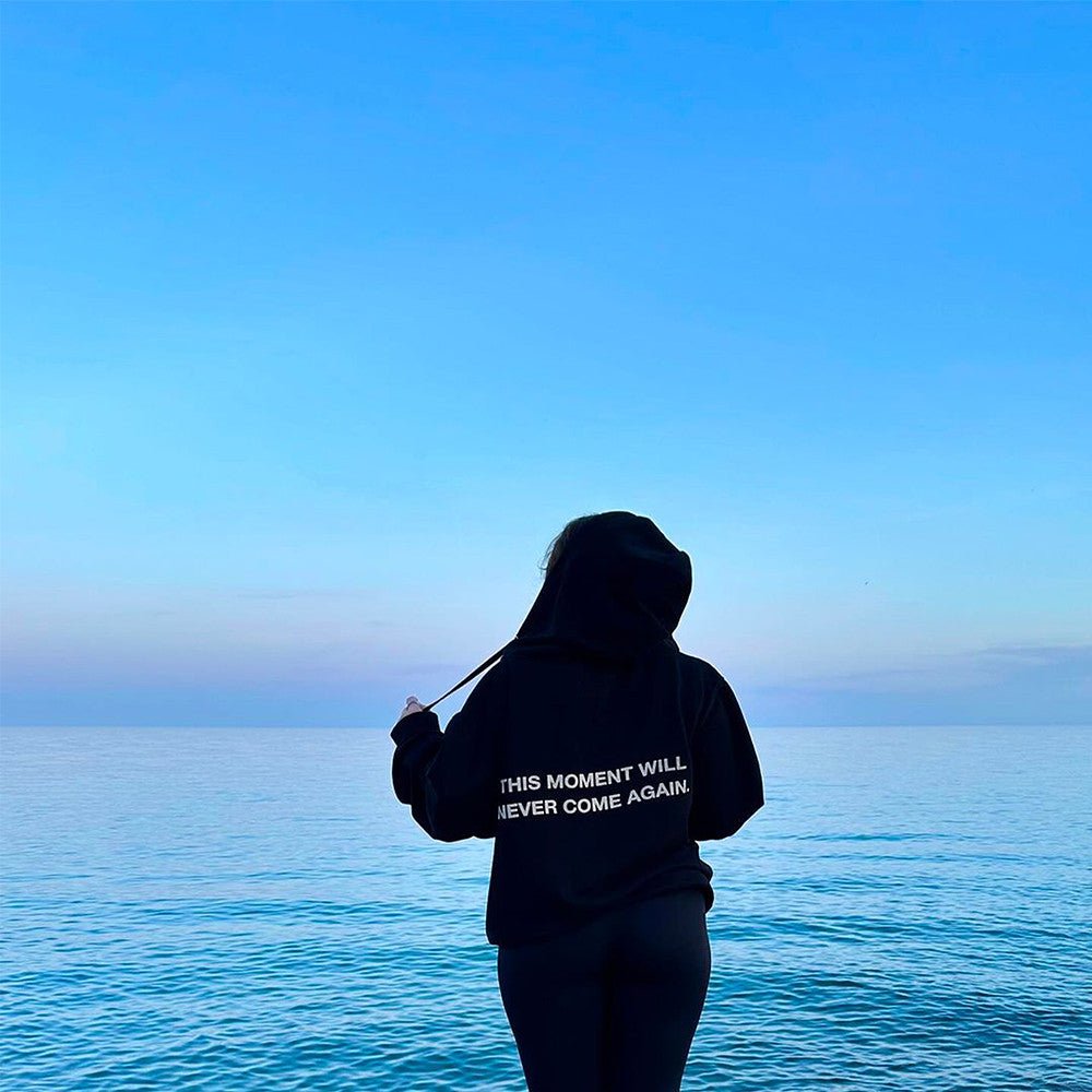 This Moment Will Never Come Again Women White Oversized Hoodie For Gen Z Girls - Acid House™ (formerly Zyra Drip)